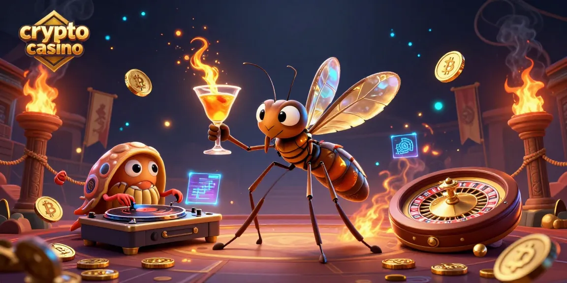Plongez dans l'univers des casinos crypto avec cette illustration dynamique et colorée.