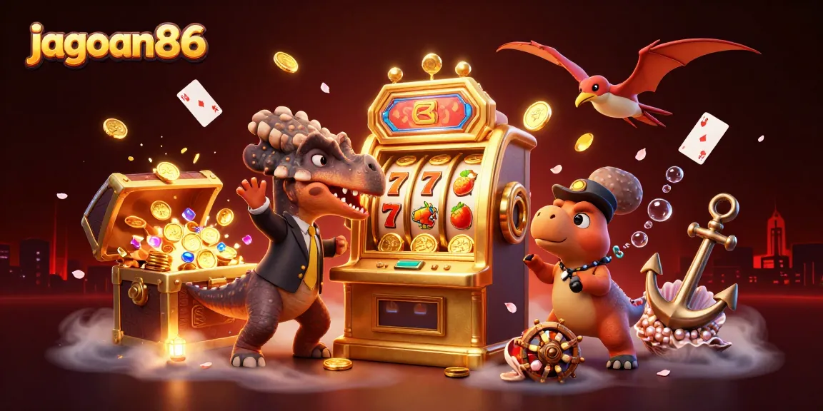 Win jackpots at jagoan86 with thrilling 3D casino adventures featuring dynamic characters and golden coins.
