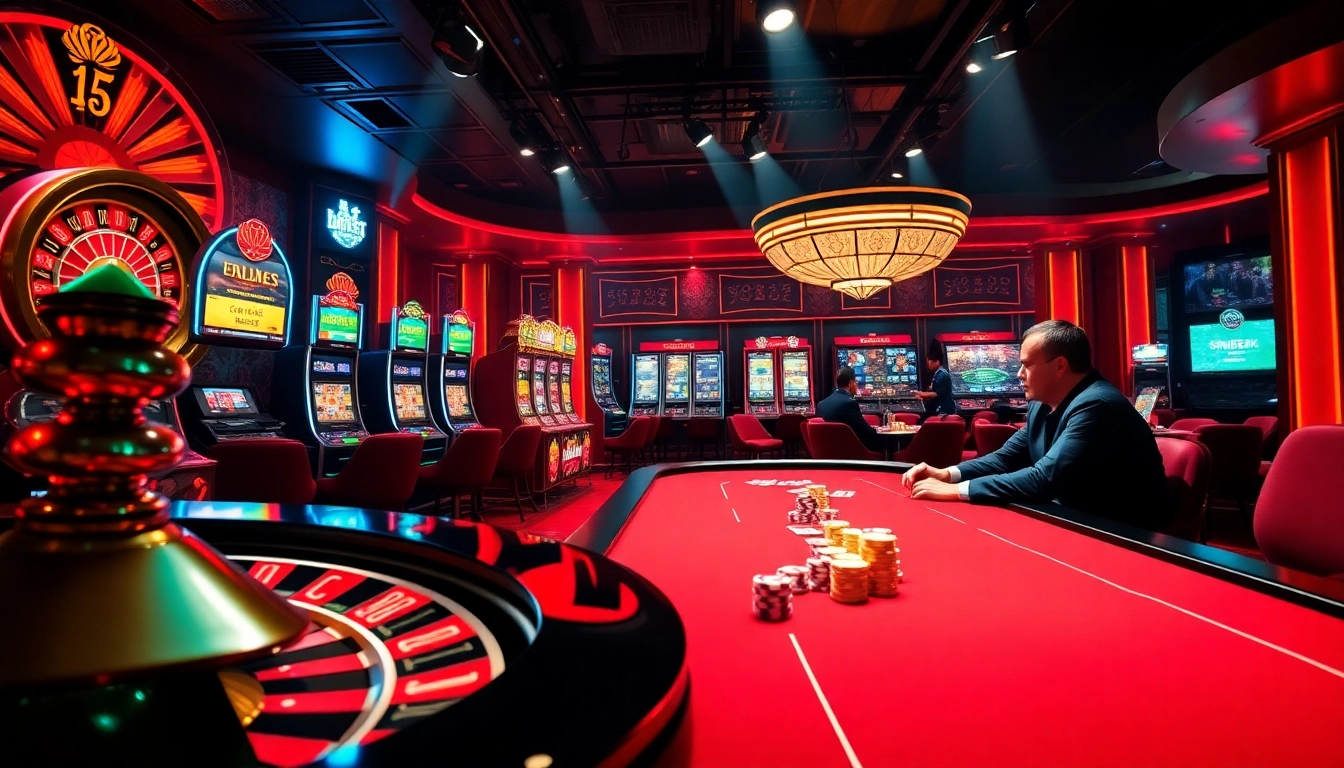 Experience high-stakes gaming at sinbet.ink with a vibrant casino atmosphere showcasing roulette and poker.