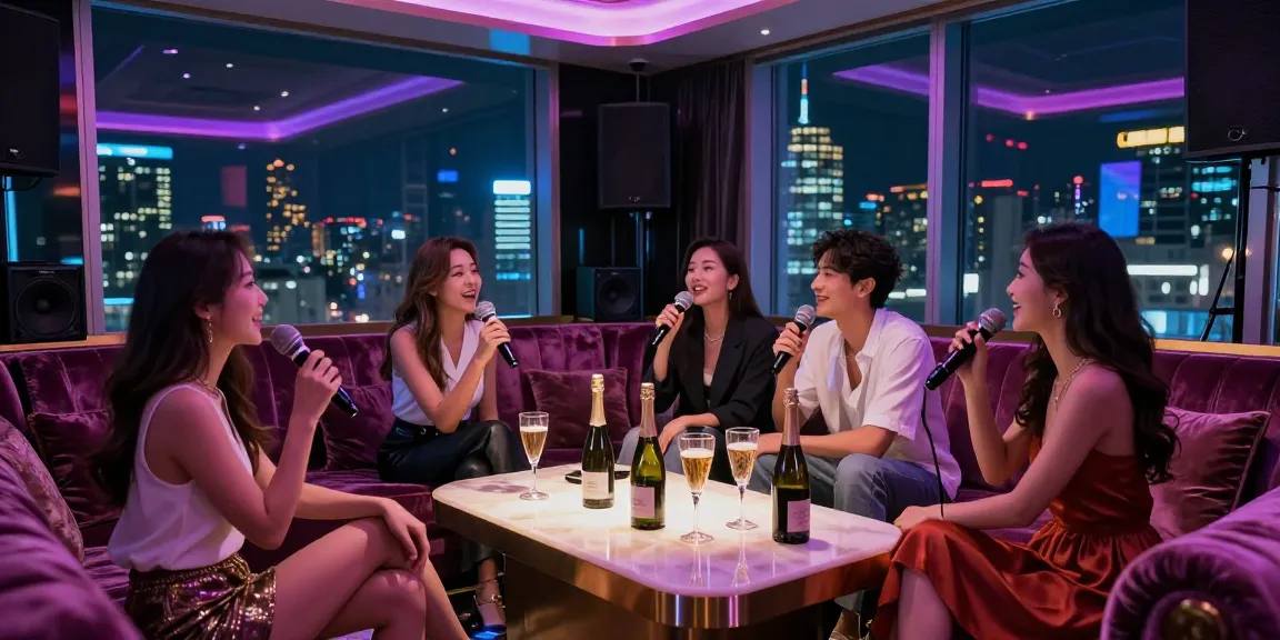 강남가라오케에서 친구들과 함께하는 프라이빗한 파티 즐기는 모습