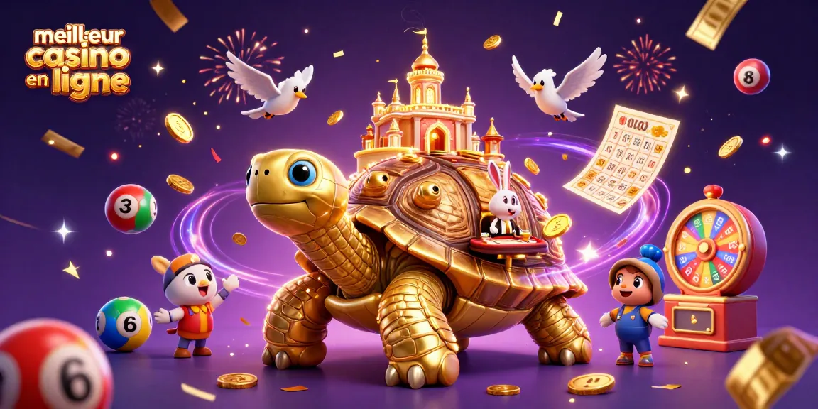 Visitez le meilleur casino en ligne avec une tortue dorée et des éléments de jeu captivants.