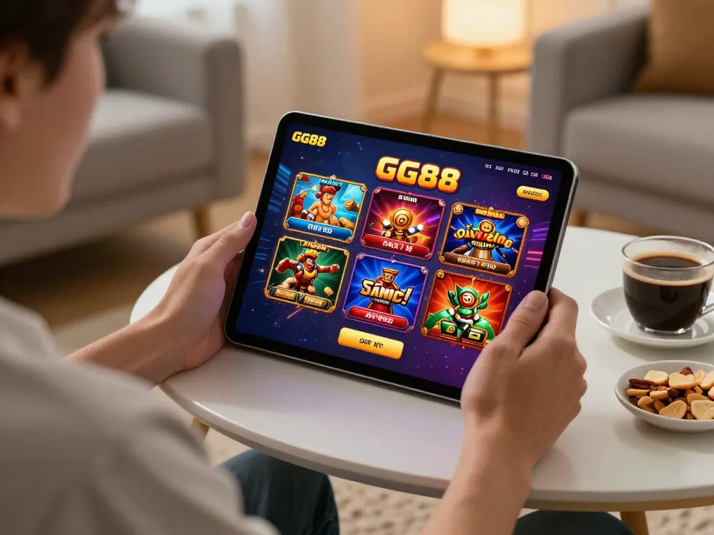 Engaging with the GG88 link on a tablet for an immersive online casino gaming experience