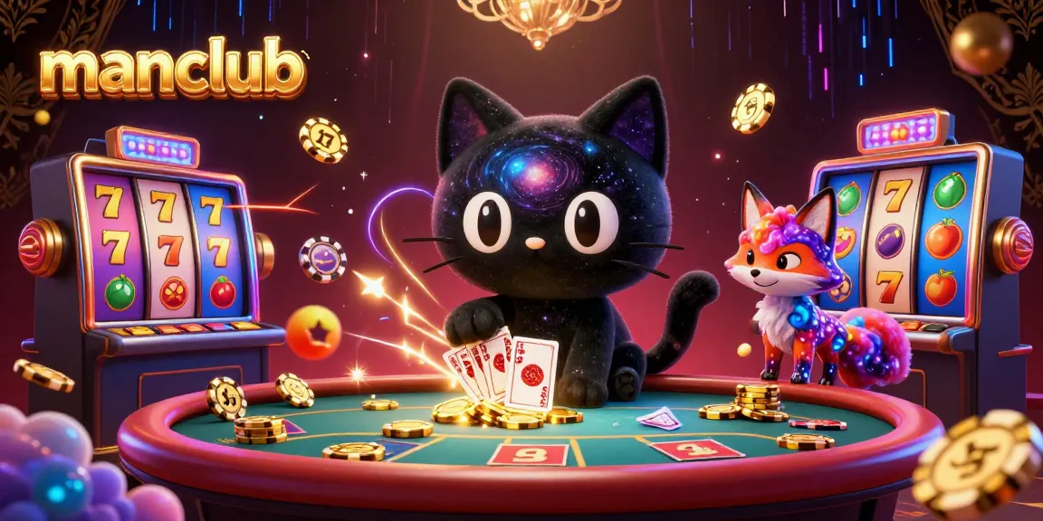 manclub brings a cosmic twist to slot games with a charming black hole cat pulling in golden chips.