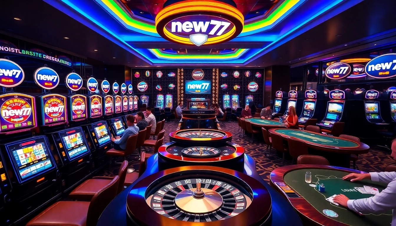 Engaged players enjoy slot machines featuring new77 in vibrant casino ambiance.