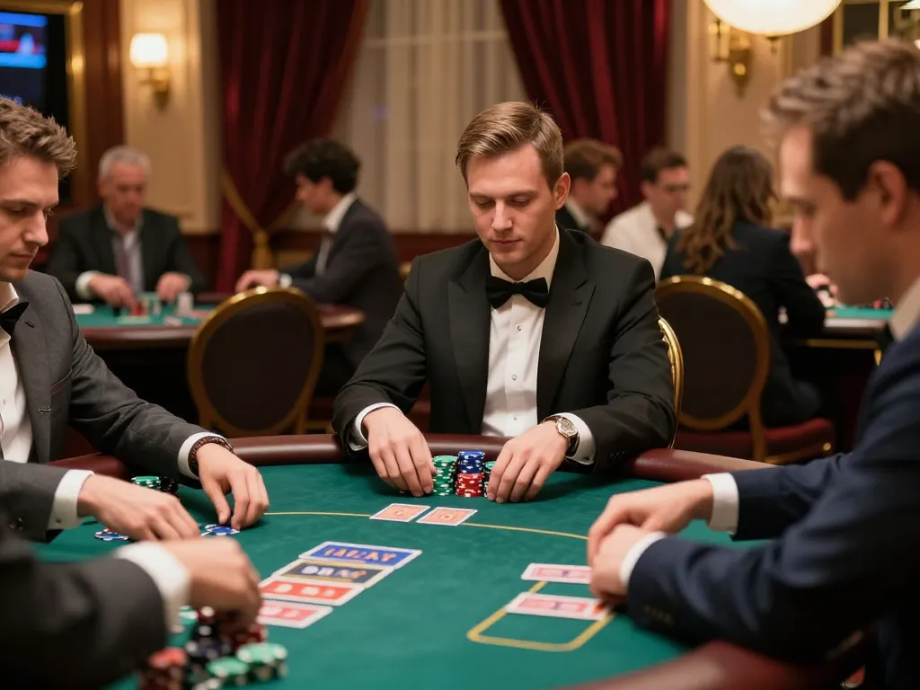 Players engaging in high-stakes poker at Manclub casino, showcasing strategy and excitement.