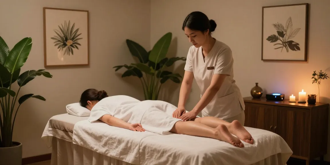 불당동마사지 전문샵의 아늑한 마사지룸에서 마사지 중인 모습