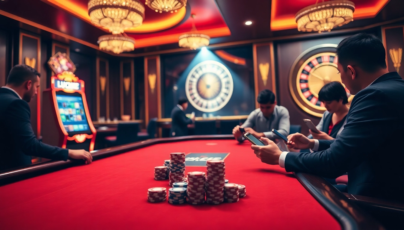 Experience exciting gameplay at LUCK8 with vibrant casino visuals of poker and slots.