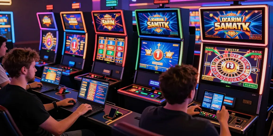 Exciting scene of UK players enjoying games at european online casinos uk, featuring vibrant digital slot machines and engaging interface.