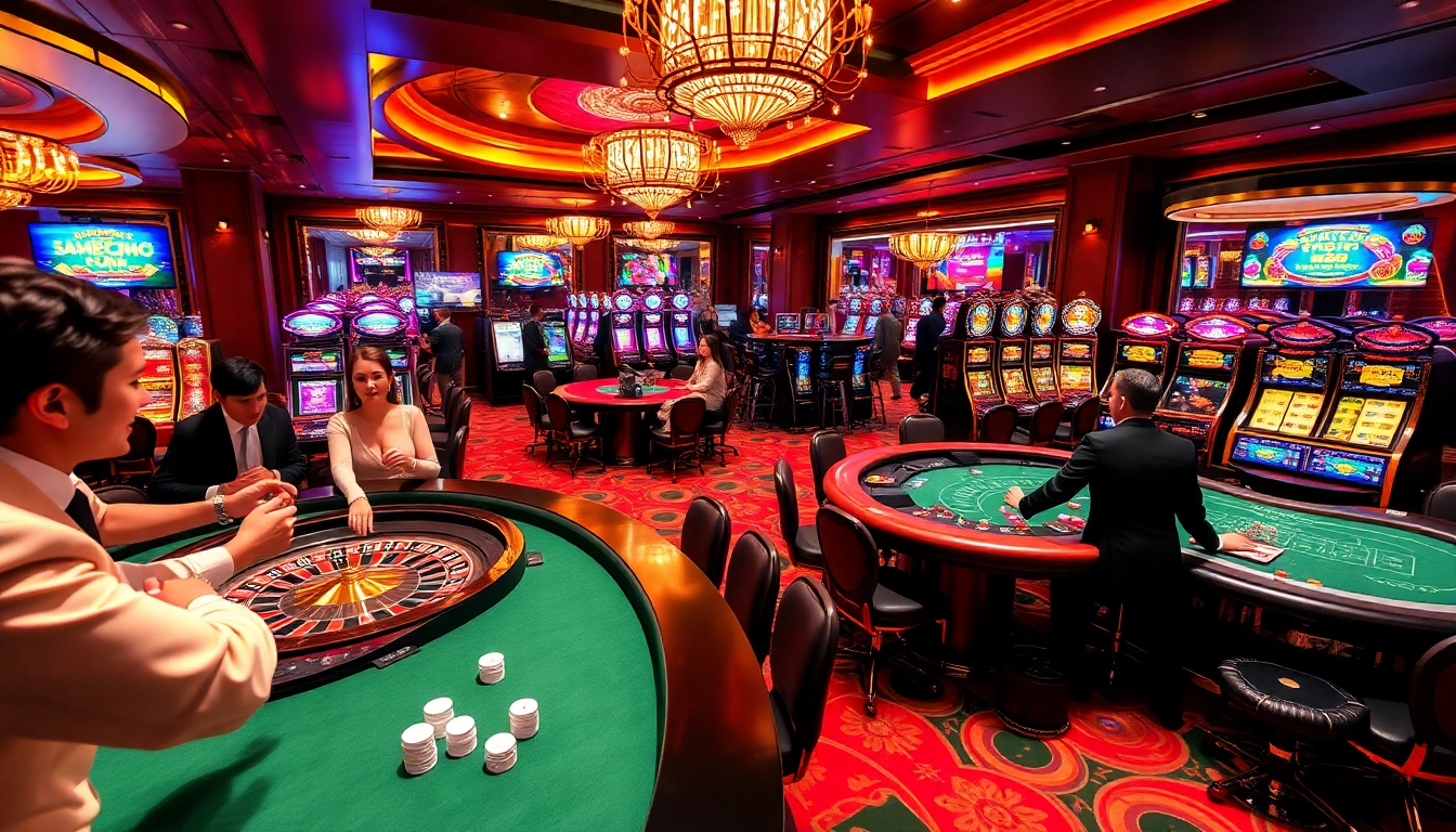 Gambling excitement at Jun88 casino with players enjoying roulette and live dealer games.