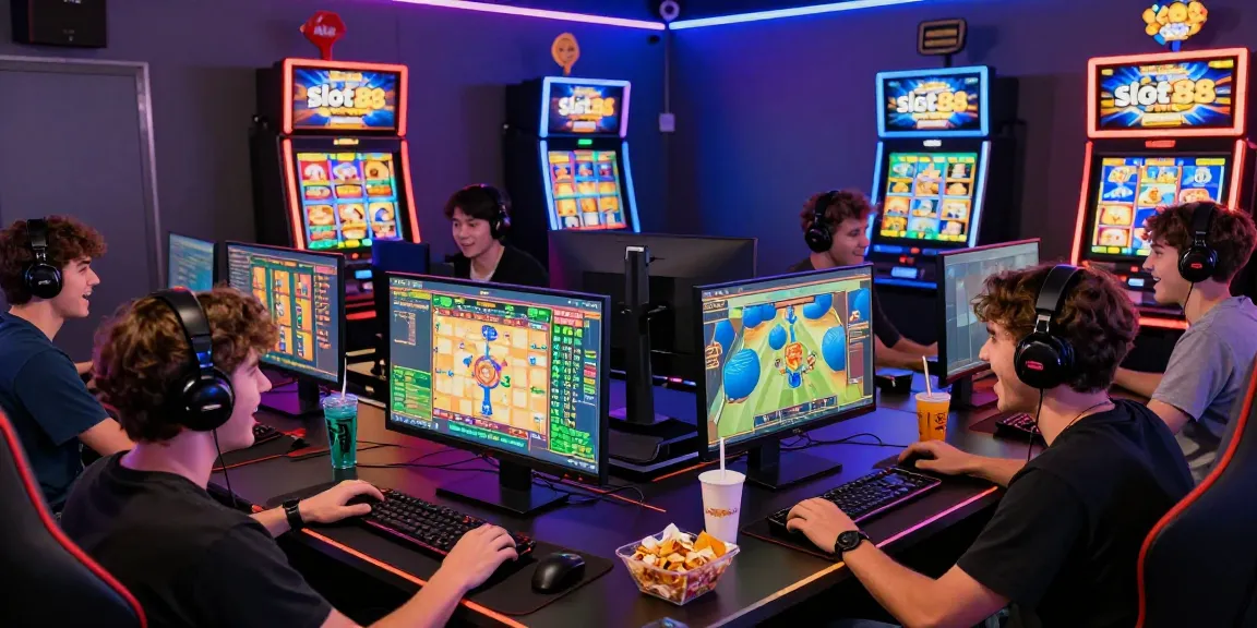Players enjoying slot88 gaming experience with engaging visuals and modern setup.