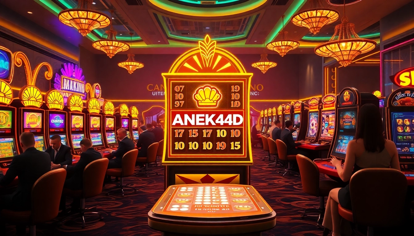 Pemain menikmati aksi taruhan tinggi di mesin slot ANEKA4D dalam suasana kasino mewah.