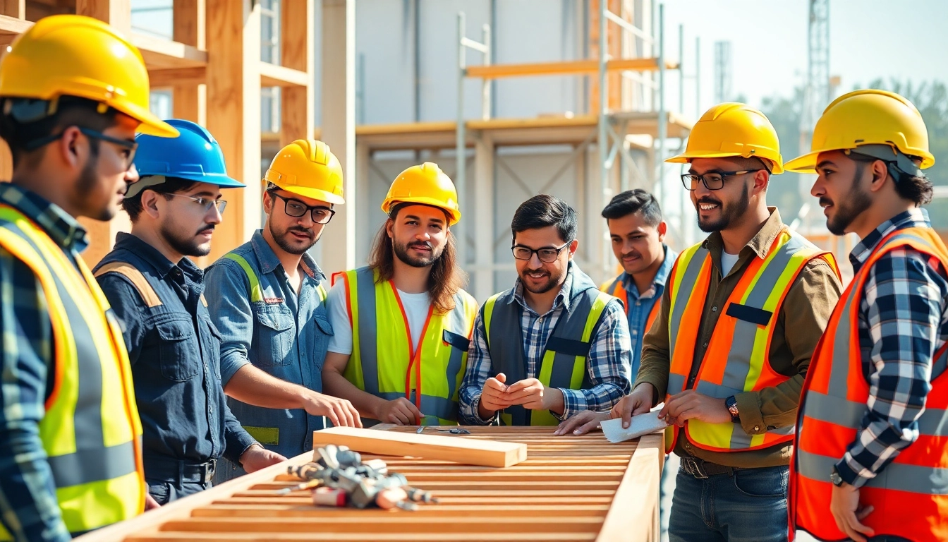 Construction apprenticeship training with hands-on learning experiences at a bright construction site.
