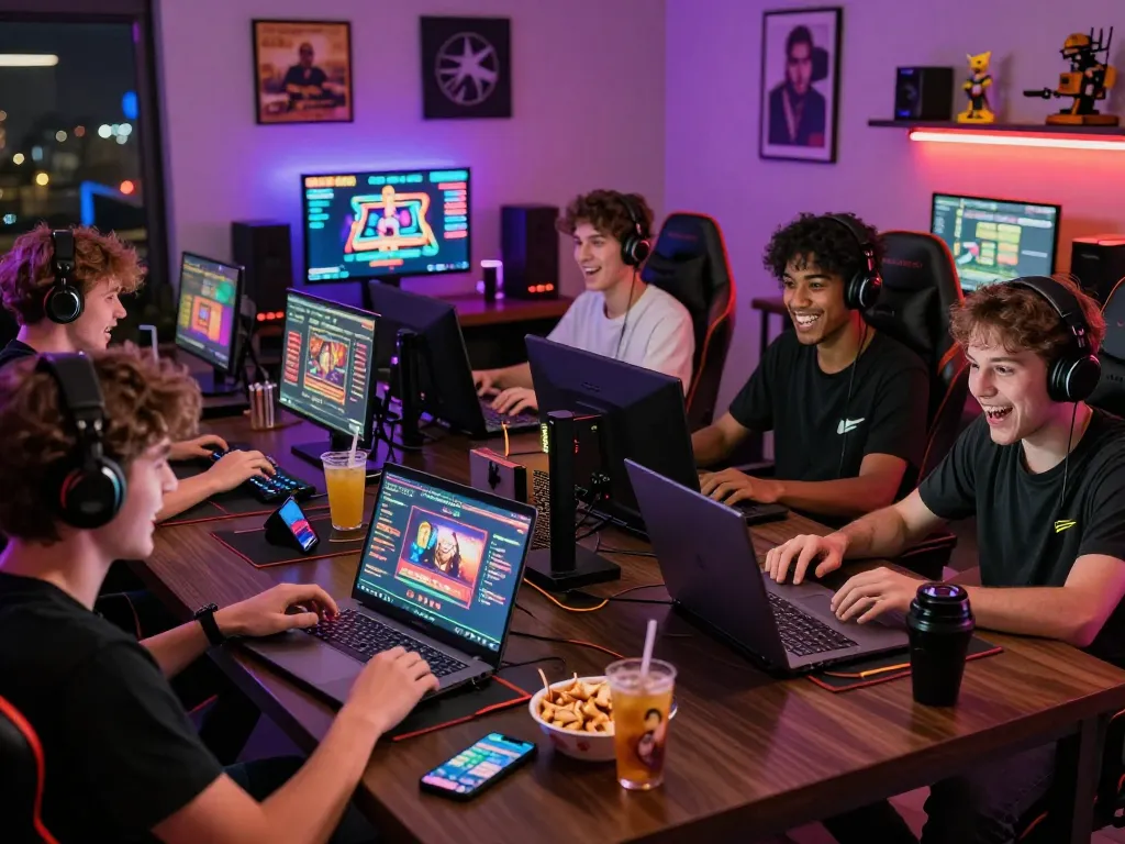 Engaged players experiencing TR88 online gaming in a lively environment with modern decor.