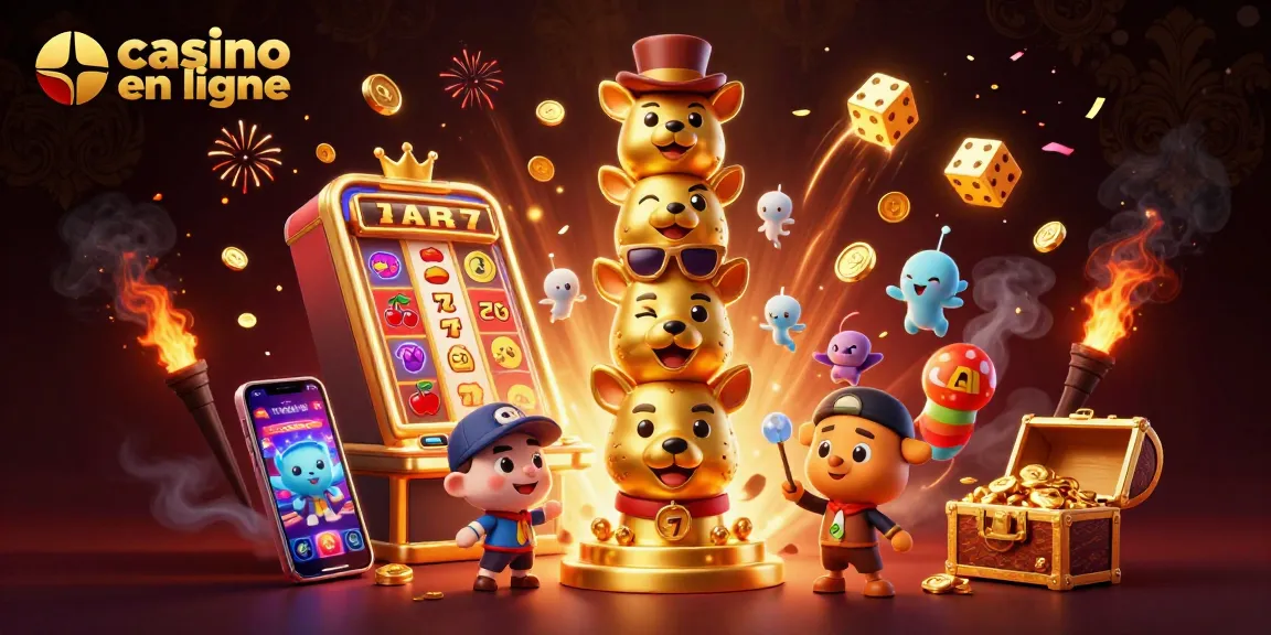 Jouez au casino en ligne avec une machine à sous et des motifs de jeu colorés dans un cadre dynamique.
