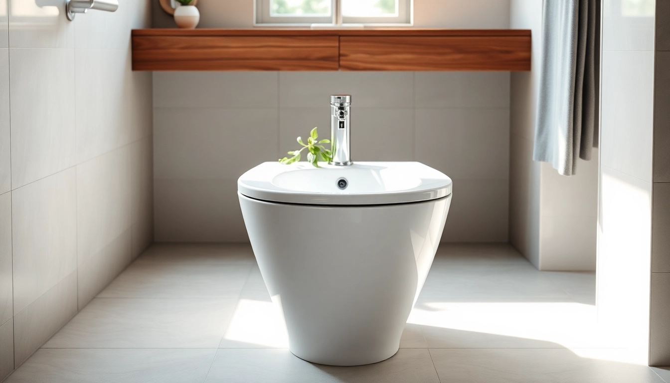 Il bidet elegante in un moderno bagno, esaltato da un'illuminazione naturale.