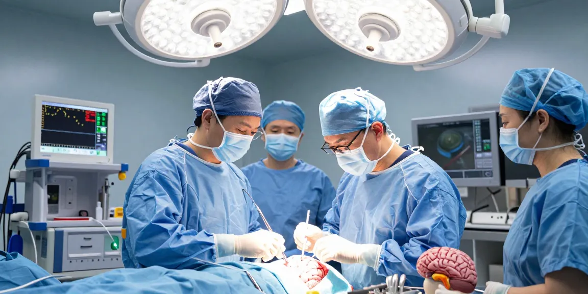 Brain surgery in progress, showcasing the precision and expertise of beyin ameliyatı in a modern operating room setting.