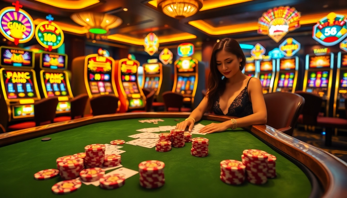 Experience the thrilling atmosphere of Hi 88 with vibrant casino elements like poker chips and slots.