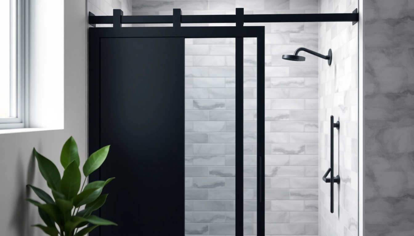 Transform your space with a sleek black shower sliding door that enhances modern bathroom aesthetics.