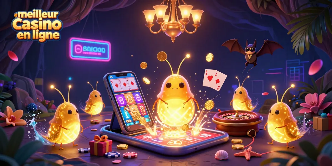 Plongez dans l'univers du meilleur casino en ligne, avec des vers luisants illuminant une table de jeu fascinante.
