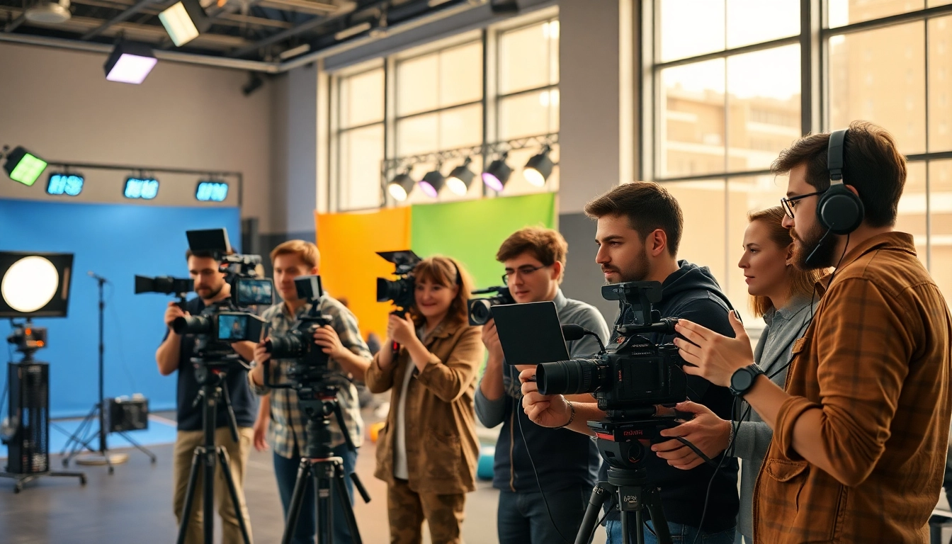 Creative Video Production Agency team capturing engaging content in a vibrant studio environment.