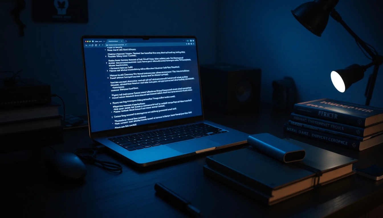 The hidden wiki digital workspace showcasing .onion links and privacy tools, emphasizing cybersecurity.