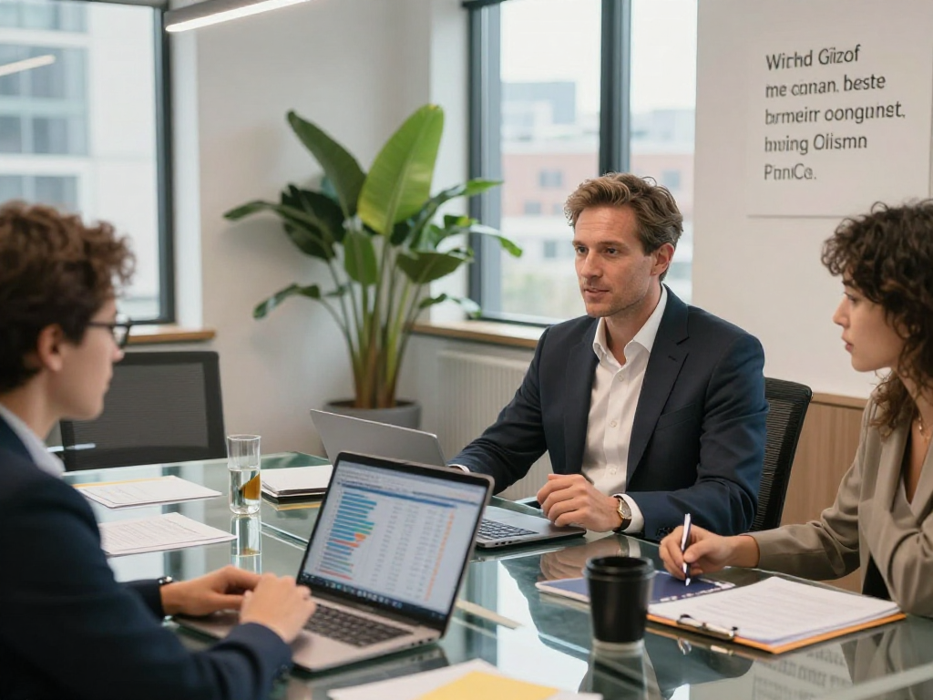 Stephen Gleave Ancaster networking in a modern office environment with colleagues.