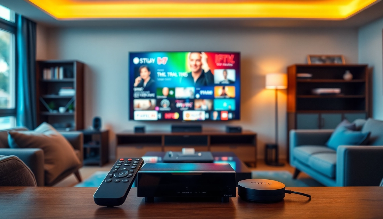 Engaging IPTV premium setup showcasing smart TV and streaming devices for viewers.