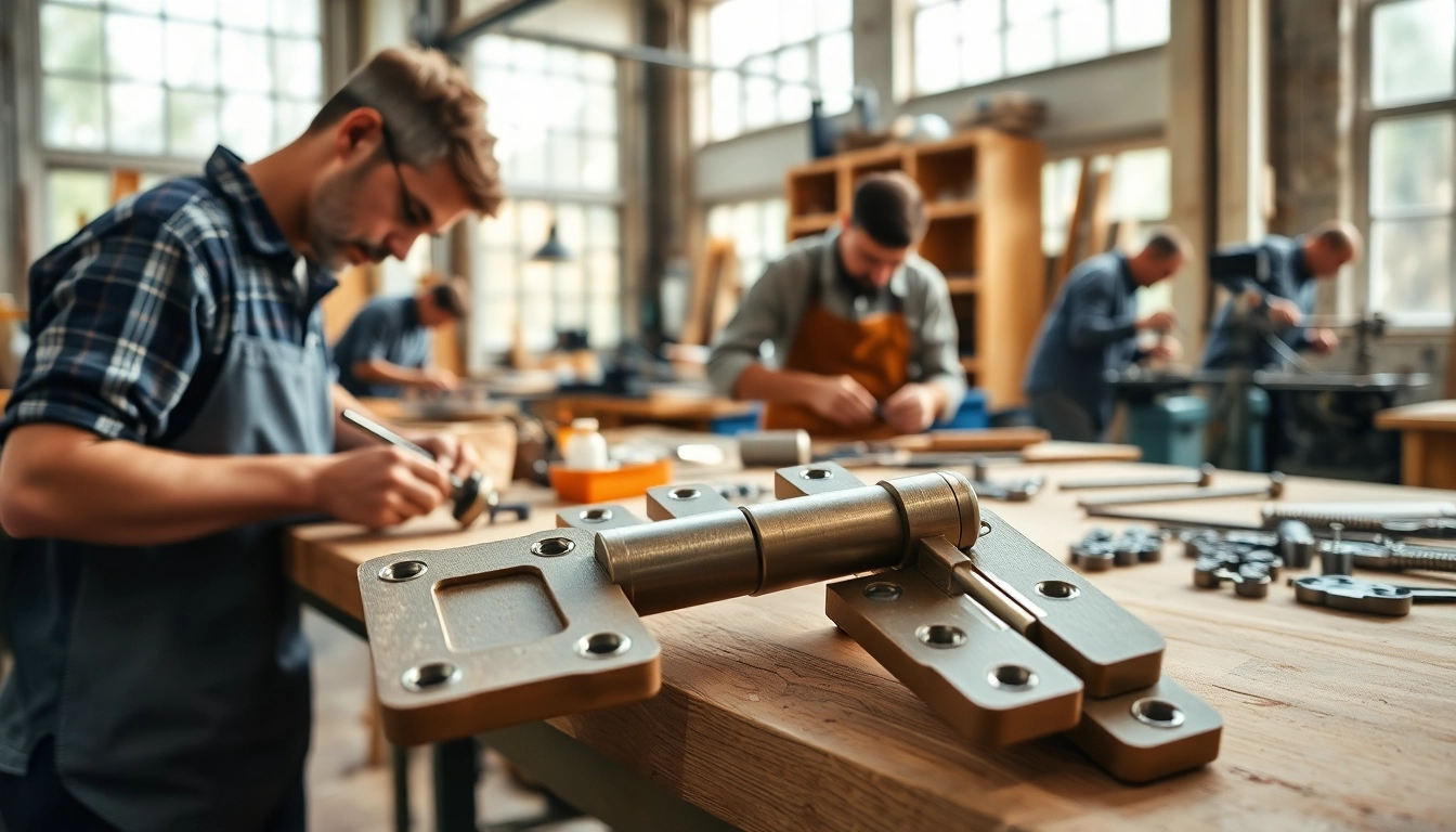 Artisans at work highlighting cabinet hinge manufacturers' craftsmanship.
