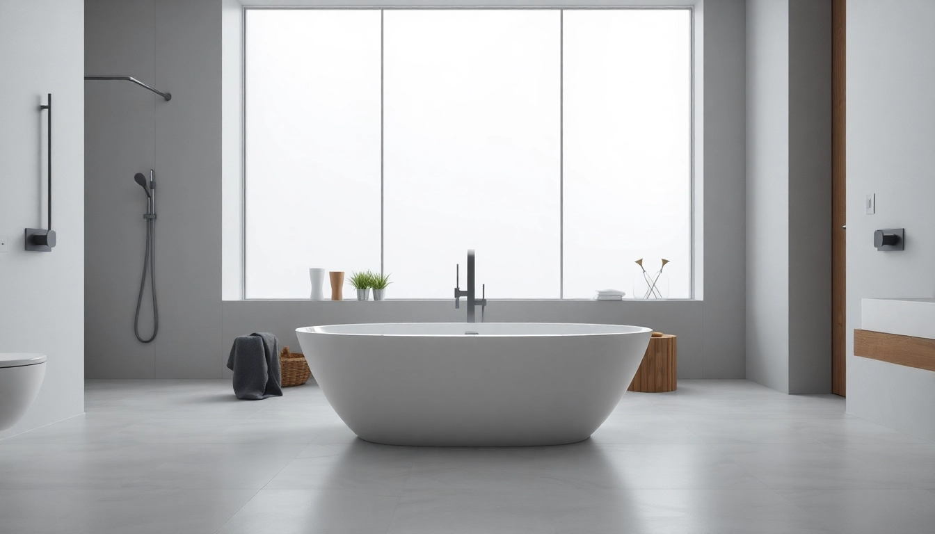 Transforming space during bathroom reconstruction with modern fixtures and natural light.