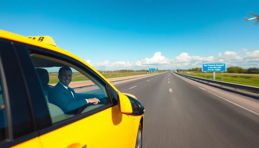 Secure and reliable taxi Nottingham to Heathrow airport service with a friendly driver, driving towards the destination.