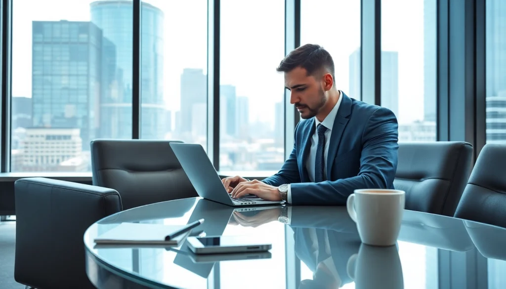 Berater von https://zukunftkapital.de in modernem Büro, das finanzielle Daten analysiert.