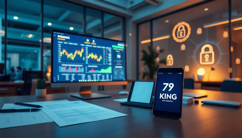 The 79king online betting and insurance platform showcased in a professional modern office scene, emphasizing security, trust, and innovation for 2025.