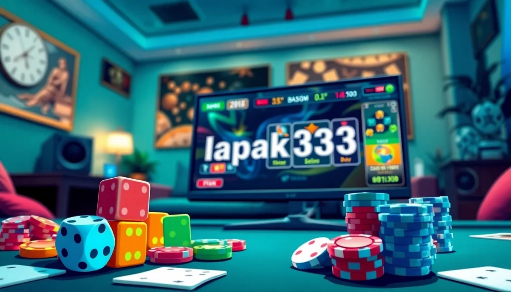 Permainan lapak303 game dengan elemen menarik seperti dadu dan chip poker yang memikat perhatian.