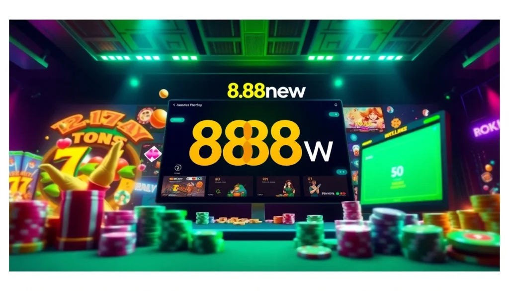 Experience the thrill of gaming with 888new's vibrant online casino interface, showcasing dynamic games and exciting animations.