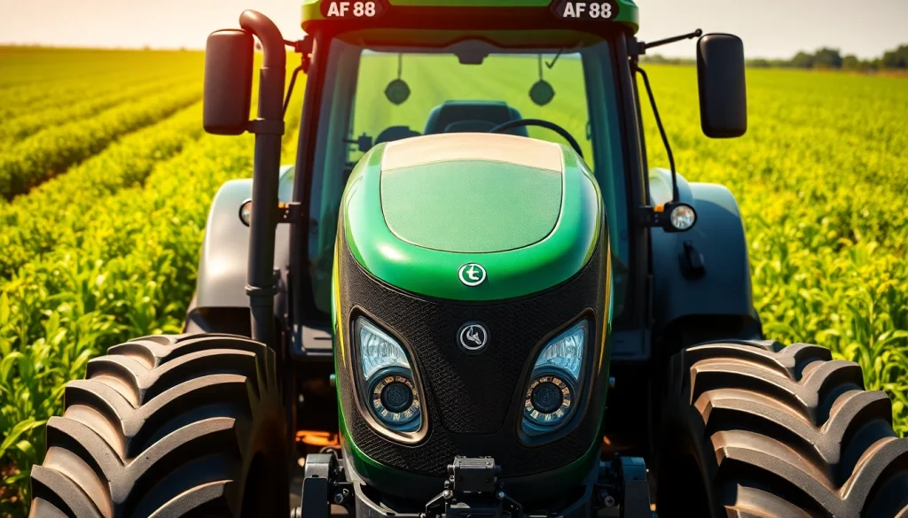 AF88 tractor operating efficiently in a lush green field, demonstrating agricultural prowess and innovation.