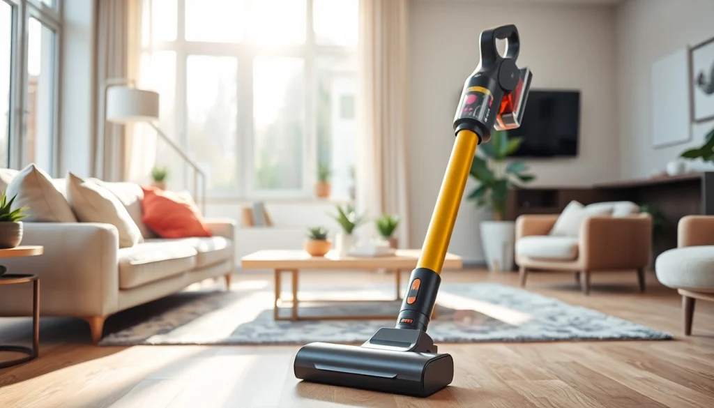 Showcase of the best cordless vacuum in a stylish living room environment.