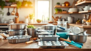 Bakeware NZ collection featuring various forms of bakeware tools beautifully arranged for baking.