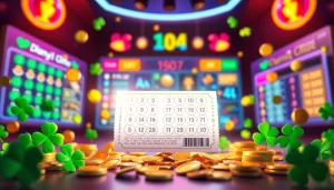 Membagikan pengalaman menang di diantogel dengan simbol keberuntungan yang cerah dan tiket bersinar.