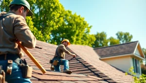 Showcasing Twin Shield Roofing's skilled workers installing a new roofing system on a home.