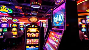 Masukkan pengguna menggunakan tank4d login toto slot pada mesin slot dalam suasana kasino yang meriah.