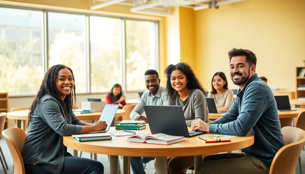 Students collaborating in a vibrant classroom environment, emphasizing Education and active learning.