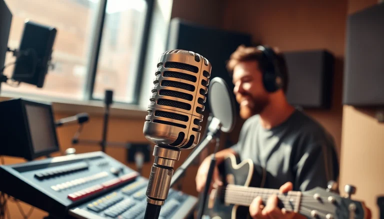 MV88 microphone enhancing urban music recording ambiance with sleek design.