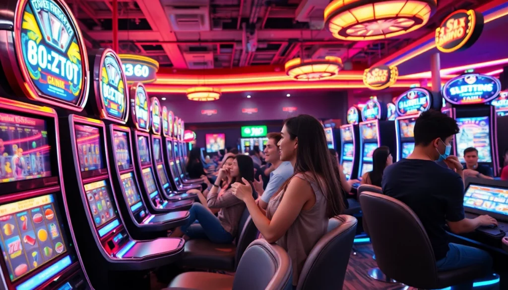 Menampilkan pengalaman bermain bos88 di lingkungan permainan yang menarik dan cerah.