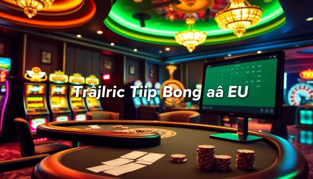 Trực Tiếp Bóng Đá EU highlights the thrill at a luxurious poker table bustling with excitement.