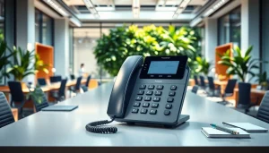 Highlighting the best UK telephone system provider in a professional office setup with modern design.