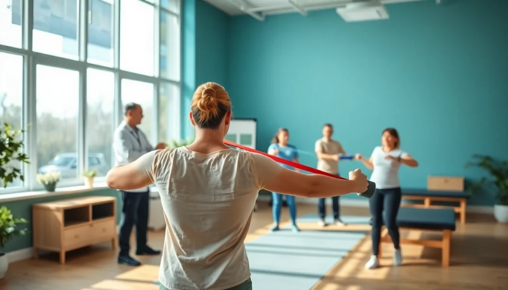 Patients participating in physical activities at Health in Motion Rehabilitation center.