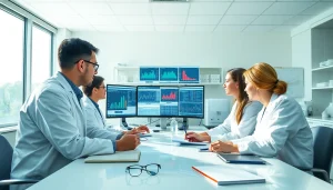 Analyze findings from the ADAPTABLE Aspirin Study by a dedicated research team in a modern lab.