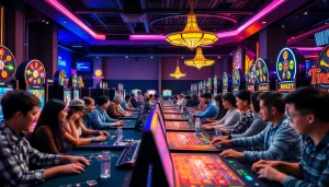 Engaging online gaming scene at https://whycazino.com with vibrant activities and a modern casino ambiance.