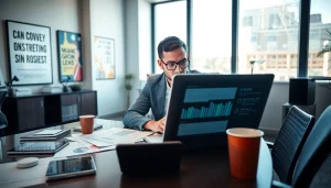 C168 digital marketing strategist analyzing competitor data in a modern office, focused and energetic.