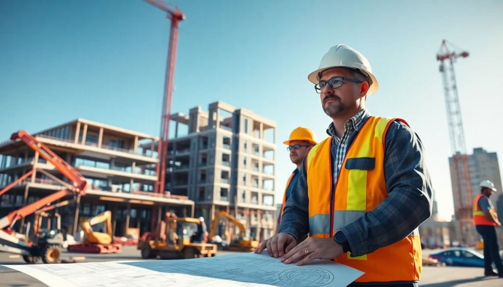 Manhattan Commercial General Contractor supervising a vibrant construction site with professional atmosphere.